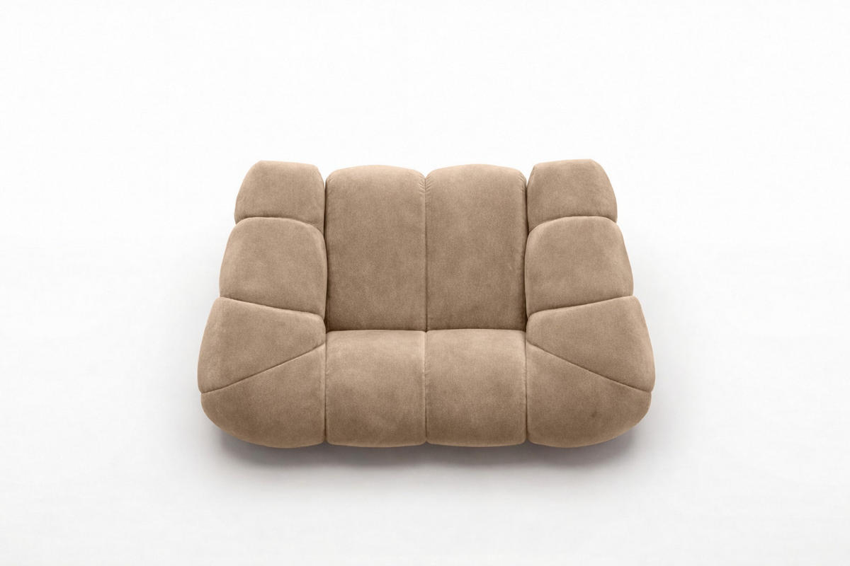 SESSEL modular, Veloursstoff Bluvel, Latte, CROISSANT - Hellbraun, Holz (168/72/115cm) - Kaiser Möbel