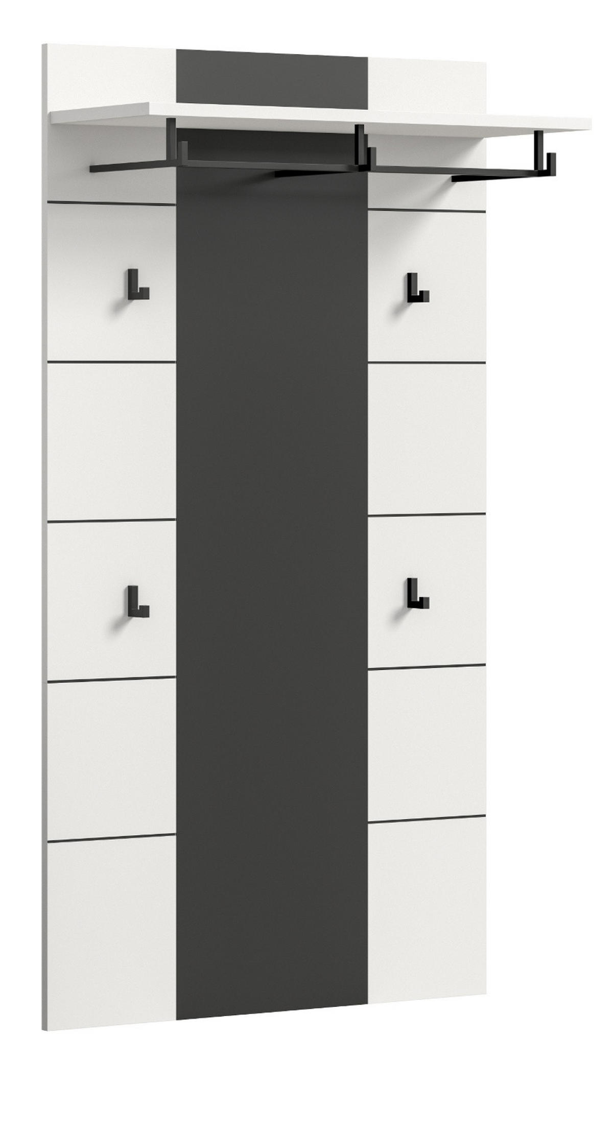 GARDEROBENPANEEL in weiß, grau, Wandgarderobe 80 x 141 cm, Cooper - Weiß/Grau, Holzwerkstoff/Metall (80/141/141cm) - Inn.Furn