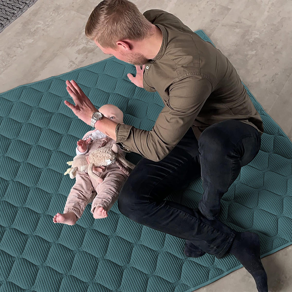 KRABBELDECKE Petrol 130x150cm - Petrol, Textil (130/150cm) - Sanosoft
