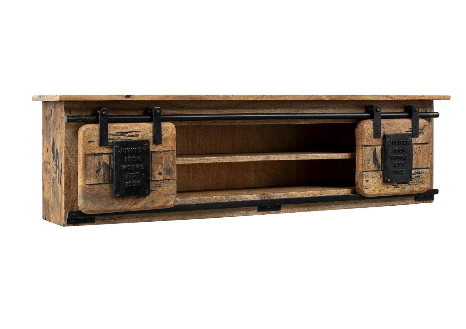 WANDREGAL Mango 130x25x35 natur lackiert RAILWAY #157 - Naturfarben, Holz (130/35/25cm) - Massivmoebel24