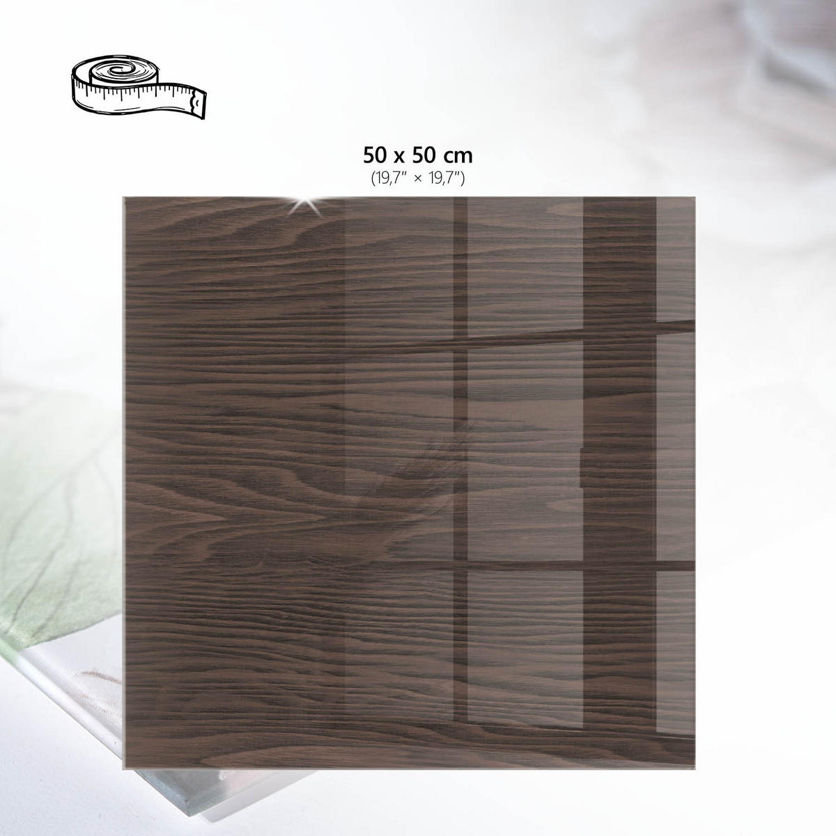 TISCHPLATTE 50x50 cm – Holzstruktur - Türkis, Glas (0.4/50/50cm) - Wallfluent