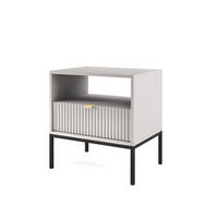 NACHTTISCH Nova Grau, Schwarze Beine, mit Schublade - Schwarz/Grau, Holzwerkstoff/Metall (54/56/39cm) - Bettso