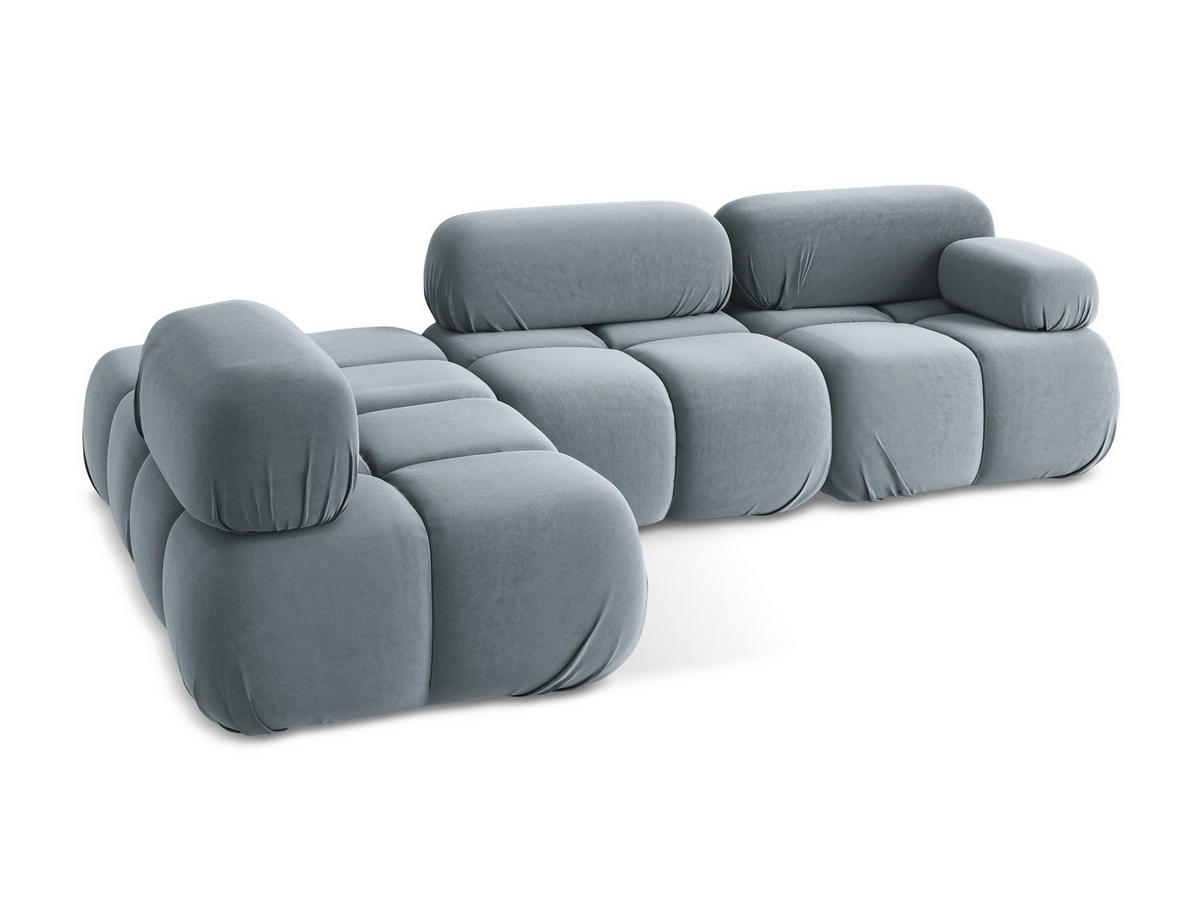 ECKSOFA Links Samt Stoff Blau - Blau/Schwarz, Kunststoff/Textil (190/285cm) - Makamii