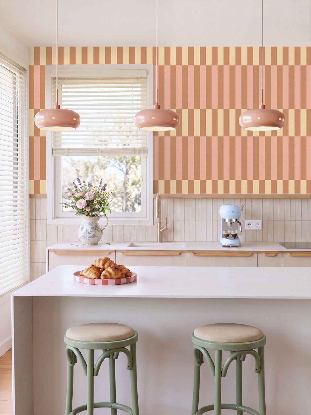 TAPETE Leinenoptik-Streifen 50 x 900 cm - Pink, Papier (50/900cm) - ESTAhome
