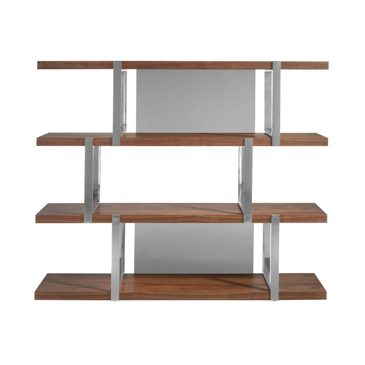 REGAL Bücherregal aus Nussbaumholz mit schwarzen Glasfächern 180/40/146 cm - Edelstahlfarben/Walnussfarben, Holz/Metall (180/146/40cm) - ANGEL CERDA