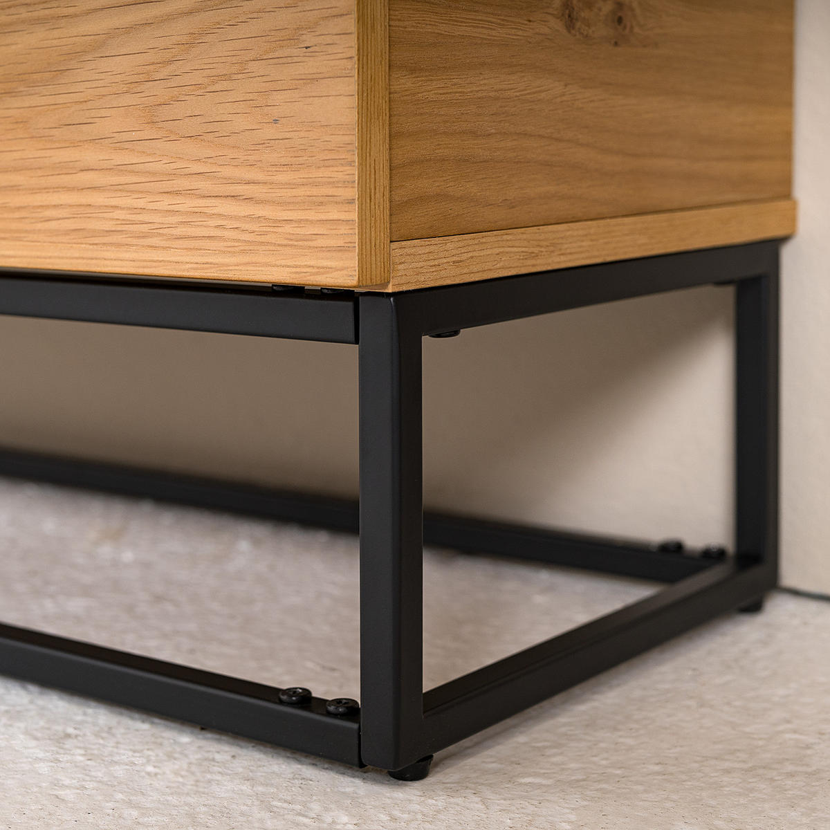 WASCHBECKENUNTERSCHRANK - Echtholzfurnier / Eisen, Eiche / Schwarz - Eichefarben, Holzwerkstoff (80/57/30cm) - home24