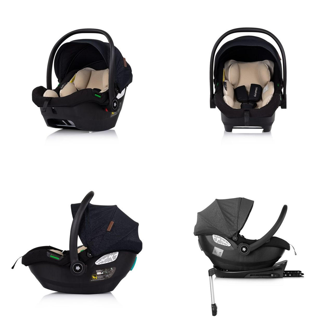 BABYSCHALE i-Size Duo Smart schwarz beige Gruppe 0+, Kissen, verstellbare Kopfstütze - Beige, Kunststoff (40/58/66cm) - Chipolino