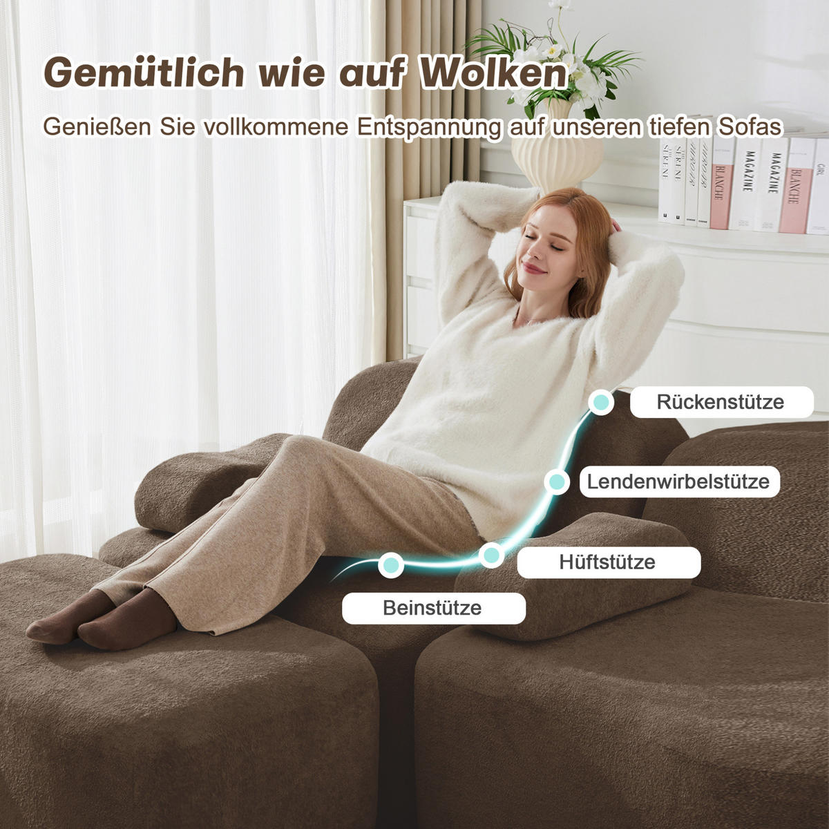 MODULSOFA Ecksofa Samt Braun 2-4-Sitzer - Braun, Textil (167/384cm) - Meubliv