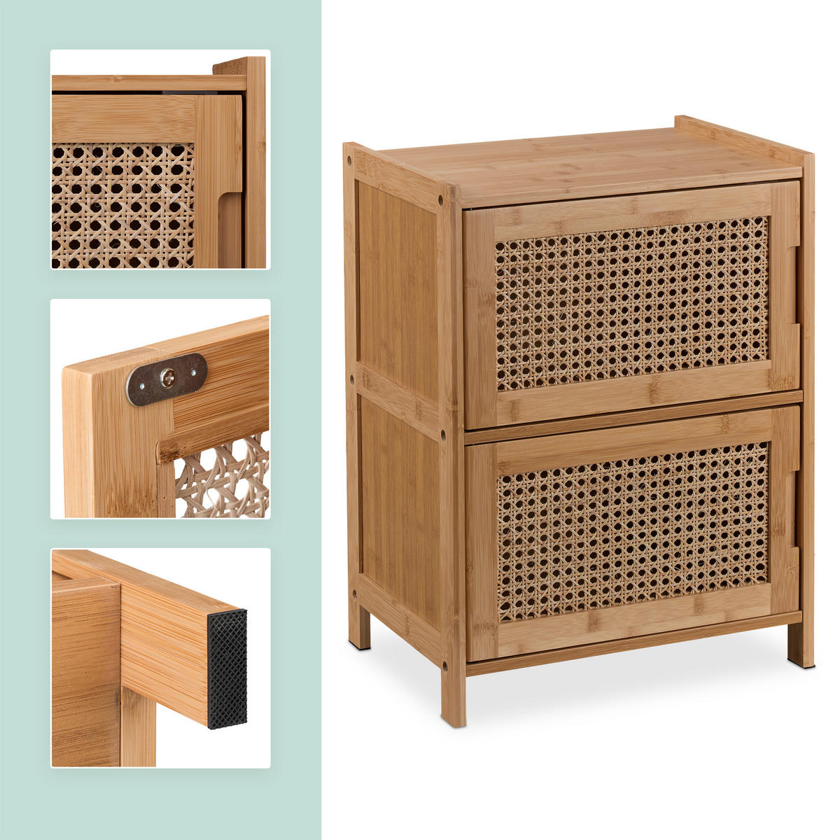 BEISTELLSCHRANK - Hellbraun, Holz/Holzwerkstoff (42/56/30cm) - Relaxdays