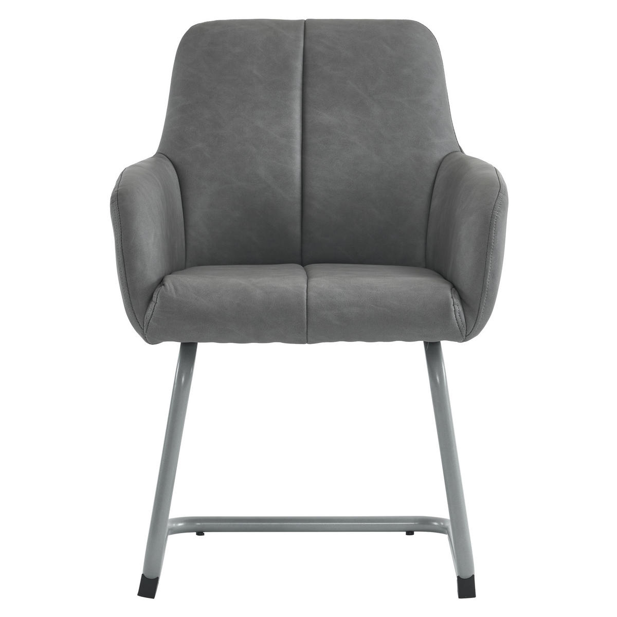 ESSZIMMERSTUHL 4er Grau modern Stahlfüße - Grau, Leder (58.5/87/56cm) - FLIEKS
