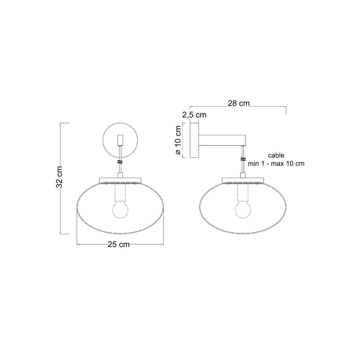 WANDLEUCHTE Milenzo, Transparent und goldfarben, 32cm - Transparent, Glas (25/32/28cm) - KOSILUM