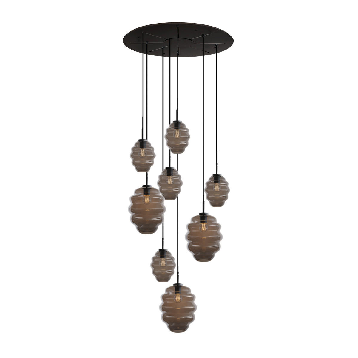 GALERIELEUCHTE Echos 8-flammig Rauch Ø 18/25cm - Anthrazit/Schwarz, Glas (18/18/20cm) - s.luce