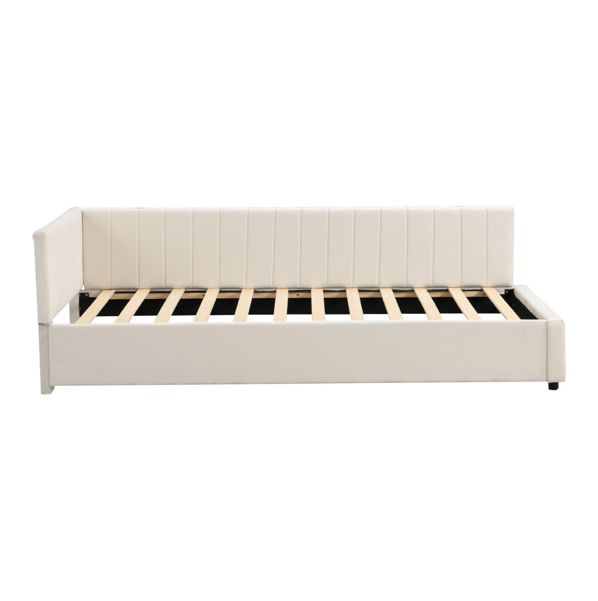 POLSTERBETT 90/200 cm in Beige aus Samt mit Lattenrost - Beige, Leder (90/200cm) - Flora Grace
