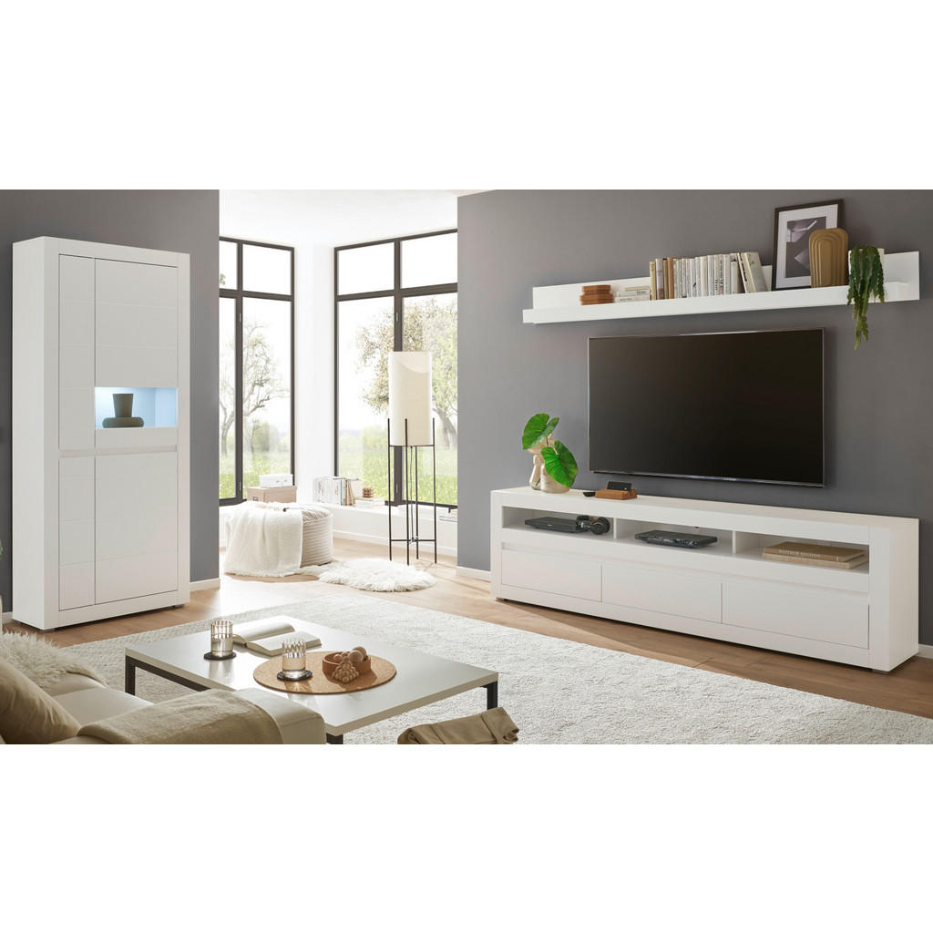 Thumbnail - Furn.Design Wohnwand, Weiß, Eiche, Holzwerkstoff, Nachbildung, 312x198x42 cm, Wohnzimmer, Wohnwände, Anbauwände