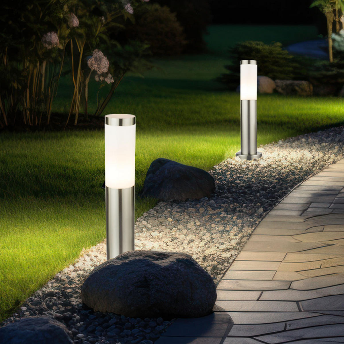 LED WEGLEUCHTE Edelstahl Silber - Silberfarben, Kunststoff (7.5/7.5/45cm)