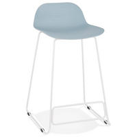 SITZHOCKER Kunststoff Metallgestell Sitzhöhe 66cm Industriedesign JORALI MINI, Blau-Weiß 48x53x85 cm - Blau/Weiß, Kunststoff/Metall (48/85/53cm) - KADIMA DESIGN