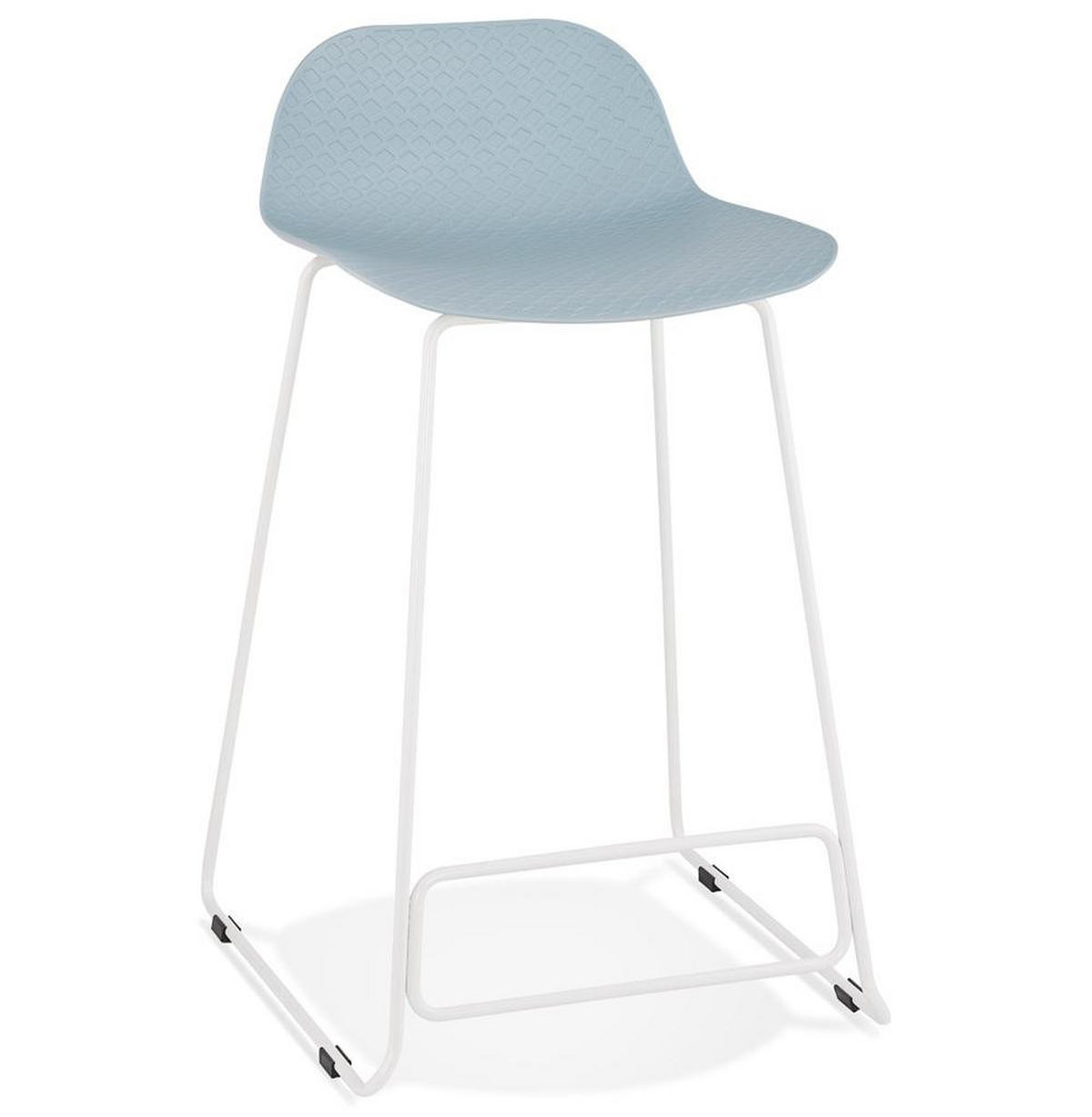SITZHOCKER Kunststoff Metallgestell Sitzhöhe 66cm Industriedesign JORALI MINI, Blau-Weiß 48x53x85 cm - Blau/Weiß, Kunststoff/Metall (48/85/53cm) - KADIMA DESIGN