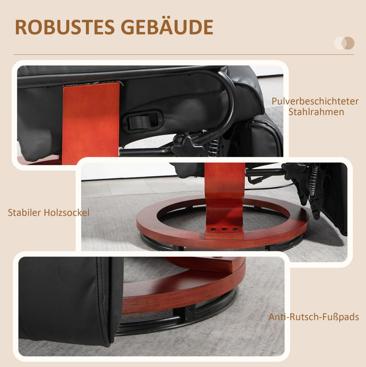 RELAXSESSEL in Braun 88x78x103 cm mit Liegefunktion und 360°-Drehfunktion - Braun, Kunststoff (78/103/88cm) - IVMEU