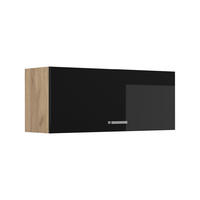 HÄNGESCHRANK R-Line, Schwarz Hochglanz/Goldkraft Eiche, 100 cm Flach - Honigeiche/Schwarz Hochglanz, Holzwerkstoff (100/40/31cm) - Vicco