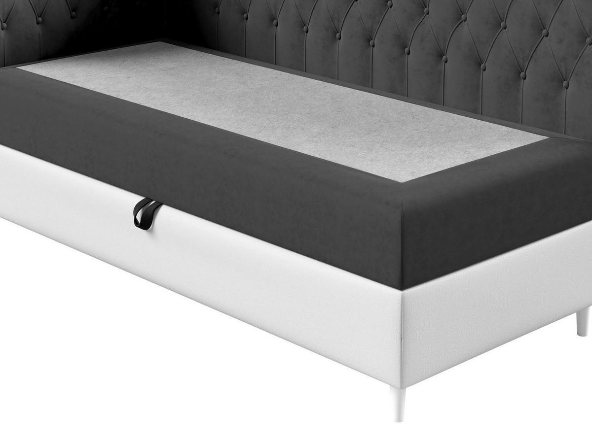 BOXBETT Filip Junior 3, Seite zum Öffnen des Bettkastens: Rechts - Weiß/Grau, Holz (80/200cm) - MIRJAN24