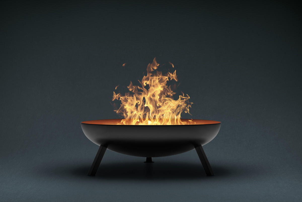 FEUERSCHALE BOMBE Schwarz Ø 79 cm 26 kg aus Stahl 4 mm - Schwarz, Metall (79/30/79cm) - The Favilla