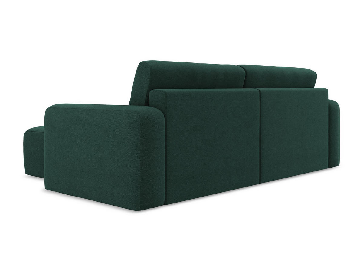 ECKSOFA mit Schlaffunktion rechts Strukturstoff Stoff Grün - Dunkelgrün/Schwarz, Kunststoff/Textil (244/149cm) - Makamii