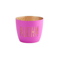 TEELICHTHALTER Madras Aloha M, Eisen, Neon Pink, Gold, 8.5 cm - Pink, Metall (9cm) - Gift Company