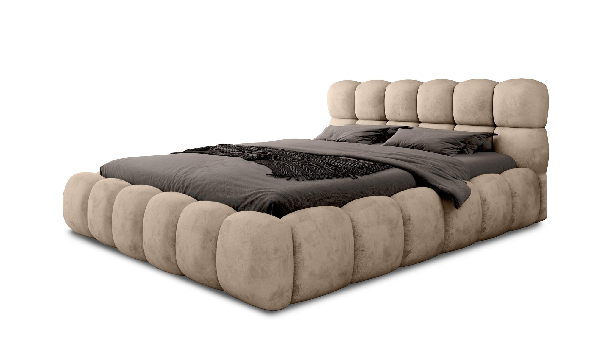 POLSTERBETT Aurelia Komplettset - Beige, Holzwerkstoff/Textil (140/200cm) - Fun Möbel