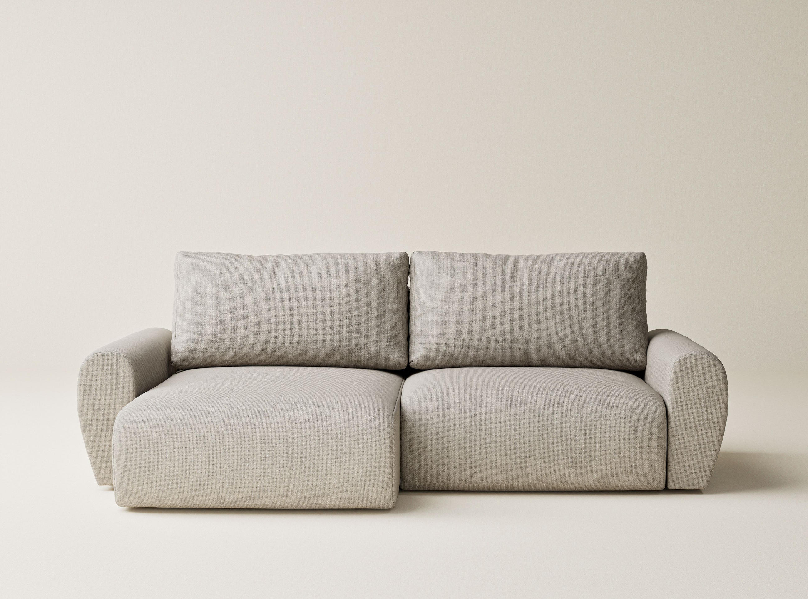 ECKSOFA MIT SCHLAFFUNKTION Numba Beige Webstoff - Beige/Schwarz, Holz/Holzwerkstoff (253/153cm) - Maison de Reve