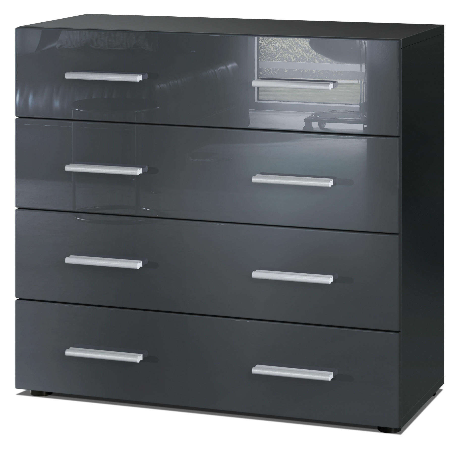 KOMMODE Pavos Grau Hochglanz - Grau, Holzwerkstoff (76/72/35cm) - Vladon