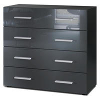 KOMMODE Pavos Grau Hochglanz - Grau, Holzwerkstoff (76/72/35cm) - Vladon