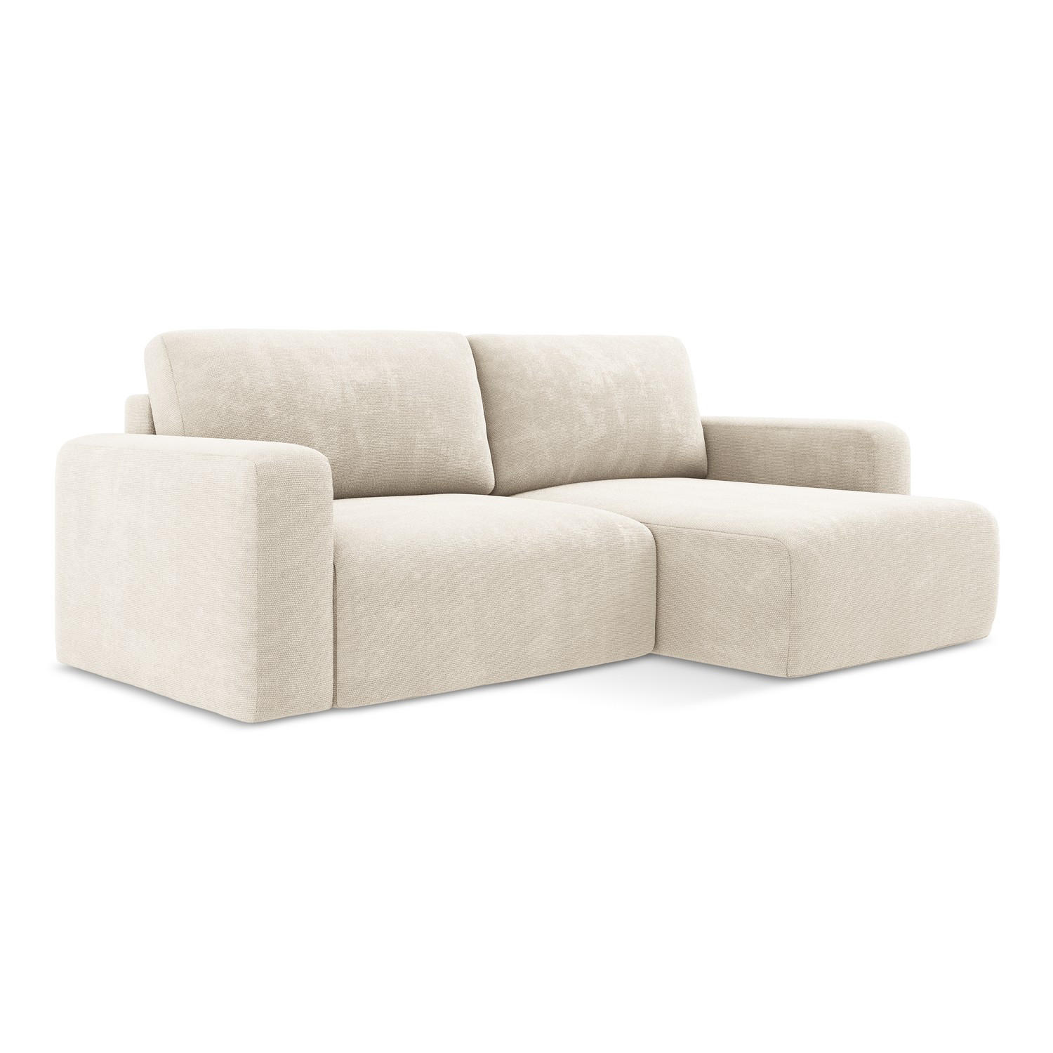 ECKSOFA mit Schlaffunktion rechts Chenille Stoff Beige - Beige/Creme, Kunststoff/Textil (244/149cm) - LaMiaSofa