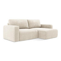ECKSOFA mit Schlaffunktion rechts Chenille Stoff Beige - Beige/Creme, Kunststoff/Textil (244/149cm) - LaMiaSofa