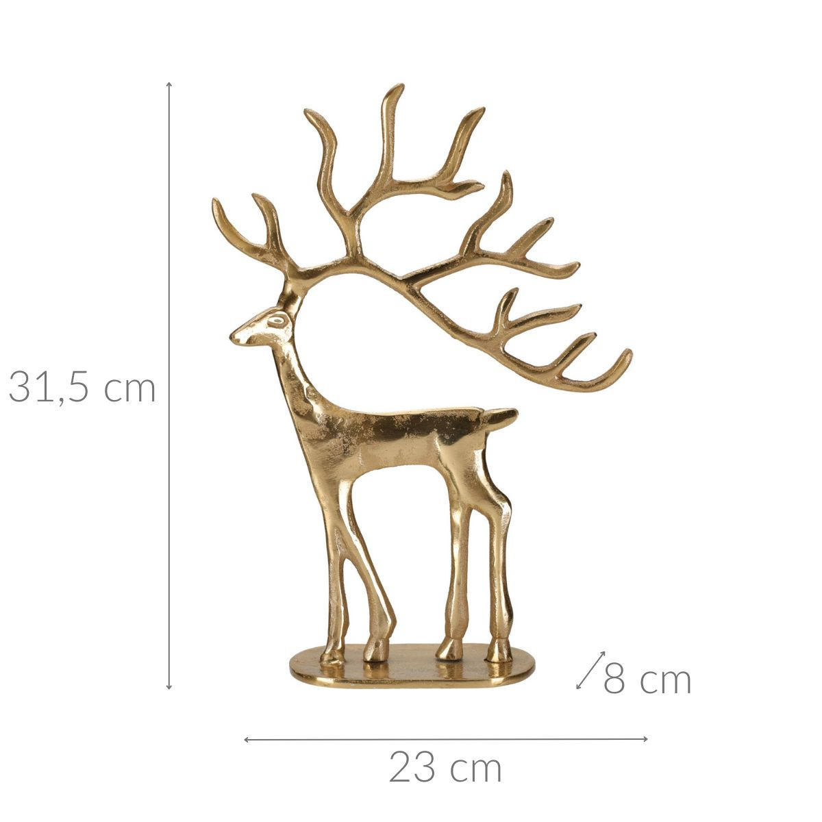 WEIHNACHTSFIGUR Rentier Metall 31 cm - Goldfarben, Metall (23/31.5/8cm) - Home Styling Collection
