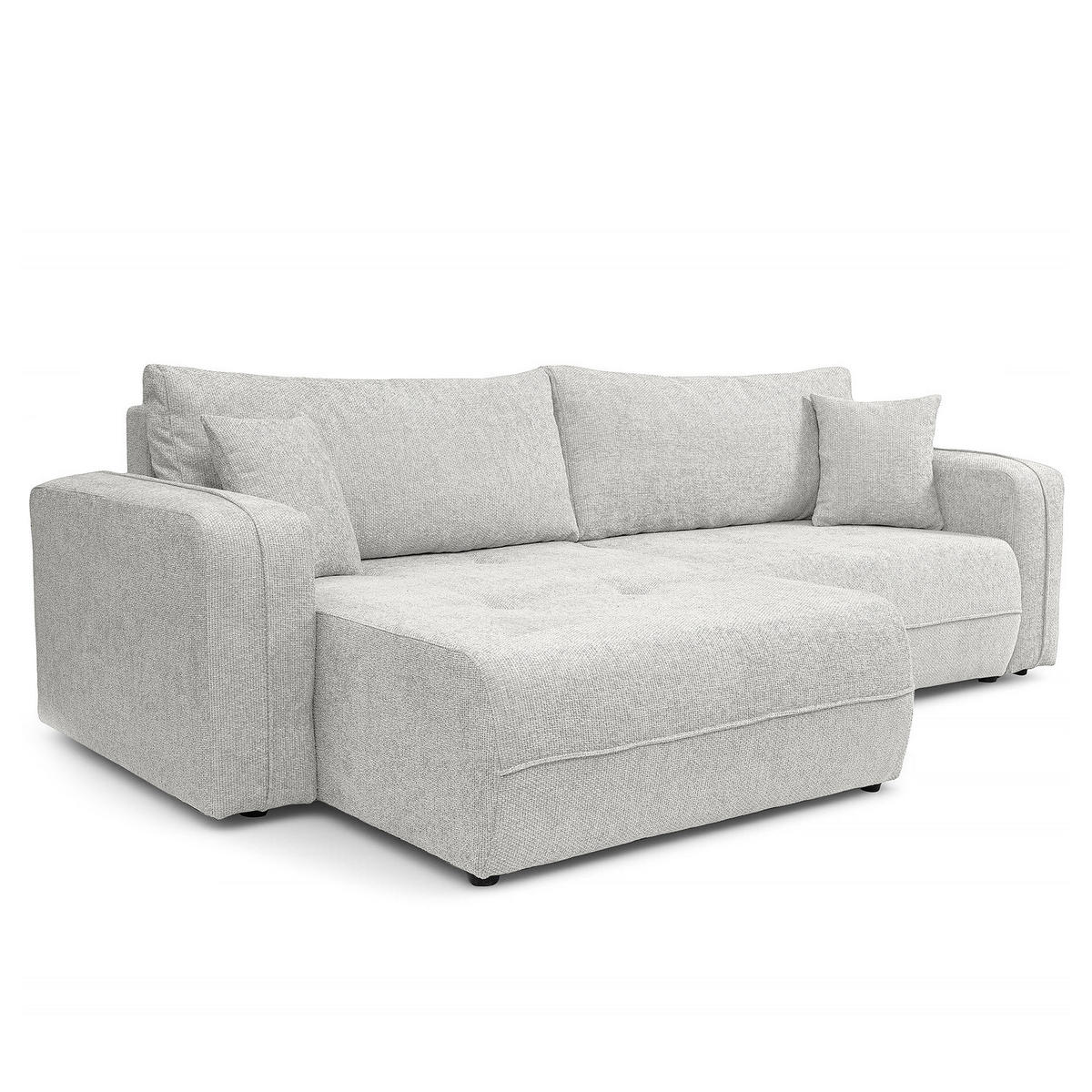 ECKSOFA mit Schlaffunktion - 244 cm - Silberfarben/Schwarz, Kunststoff/Textil (244/145cm) - home24