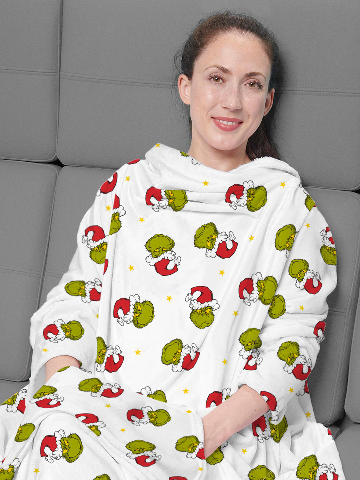KUSCHELDECKE The Grinch TV Decke mit Ärmeln und Taschen Weiß 130 x 170 cm - Weiß, Textil (130/170cm) - United Labels