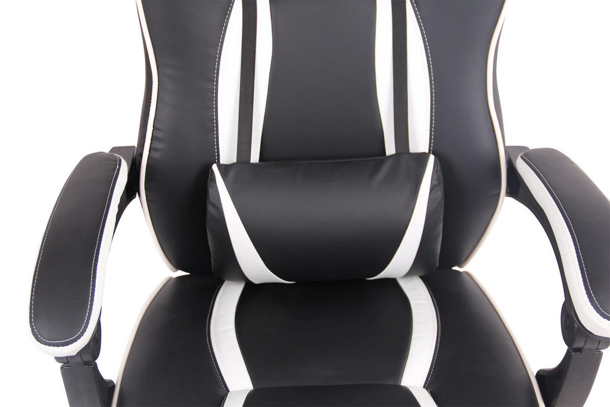 CHEFSESSEL Lederlook schwarz/weiß - Schwarz/Weiß, Kunststoff/Textil (68/114/61cm) - CLP