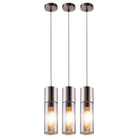 HÄNGELEUCHTE Nickel matt Grau Rauchglas ANNIKA 3er Set - Grau, Glas (10.5/10.5/152.5cm) - Globo Lighting