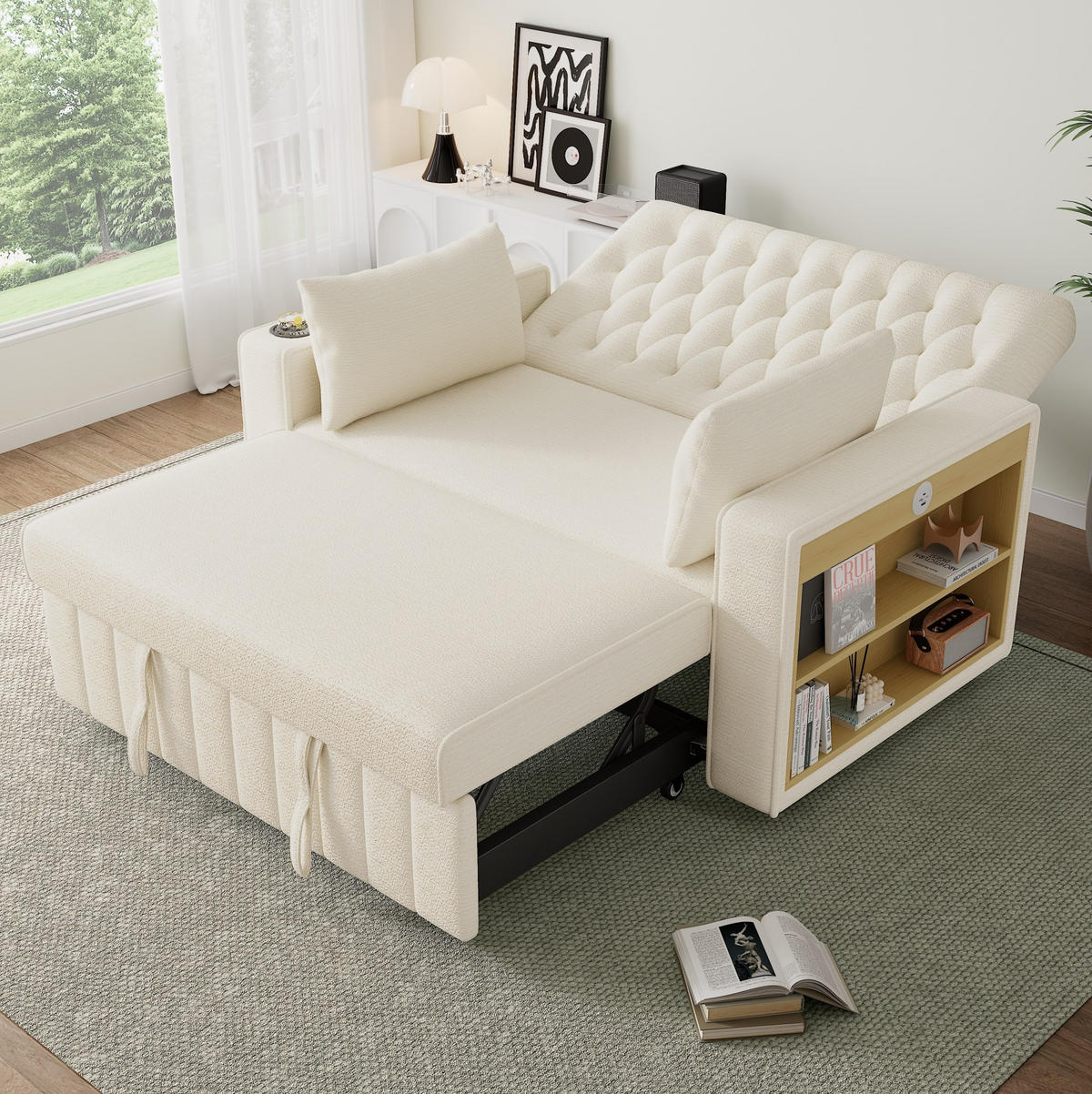 SCHLAFSOFA mit Schlaffunktion 140 x 137 x 84 cm Chenille Beige - Beige, Metall (137/84/140cm) - Meubliv