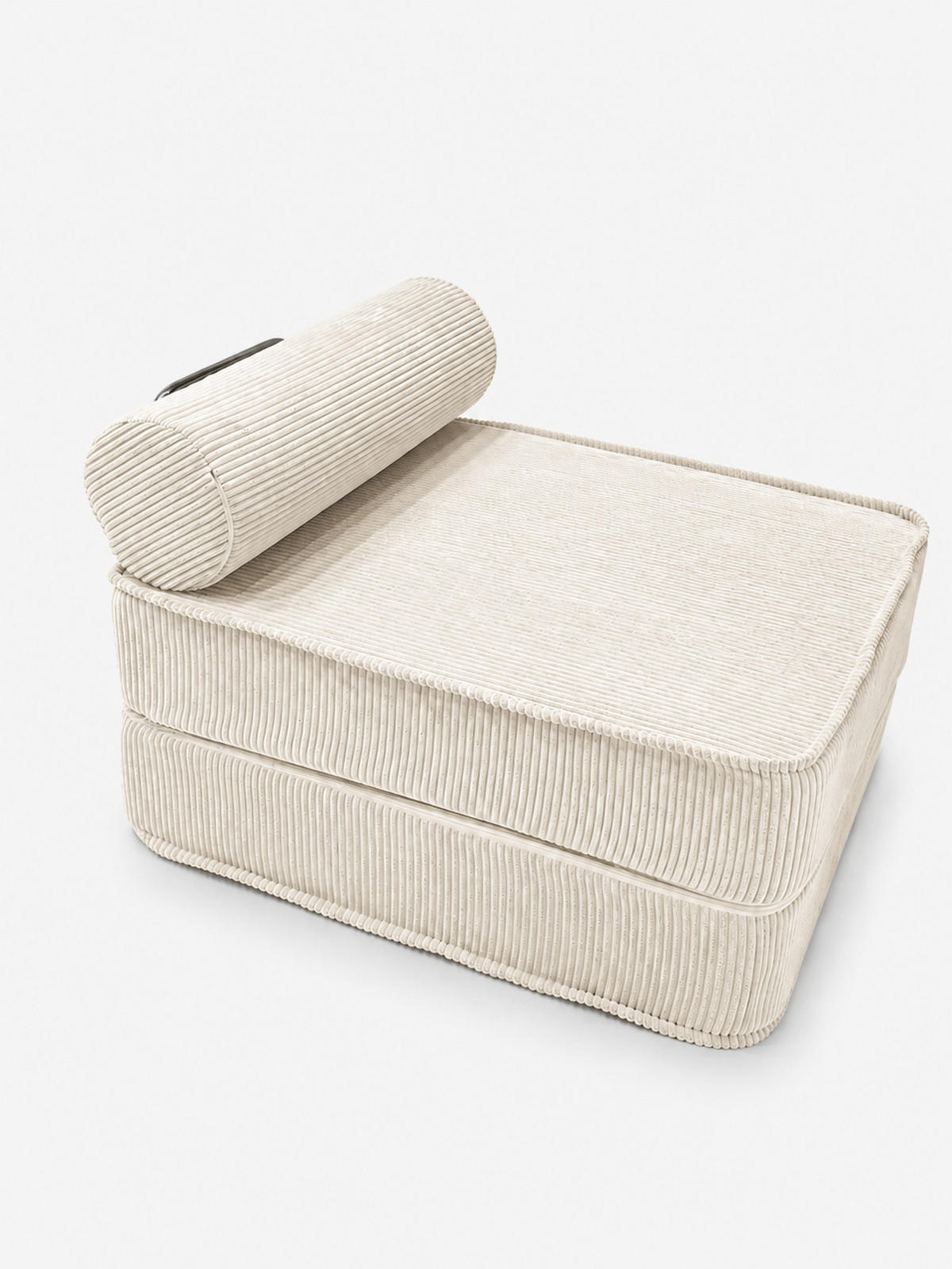 SCHLAFSESSEL ausklappbar, modularer Bodensessel mit Rückenrolle in Creme - Creme, Textil (80/62/95cm) - SURB