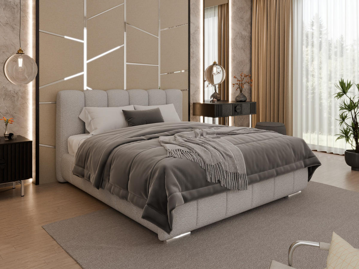 POLSTERBETT Zaira 160 x 200 cm mit Bettkasten und Lattenrost federkernmatratze 18cm - cappuccino - Cappuccino, Holz (160/200cm) - Panda Möbel