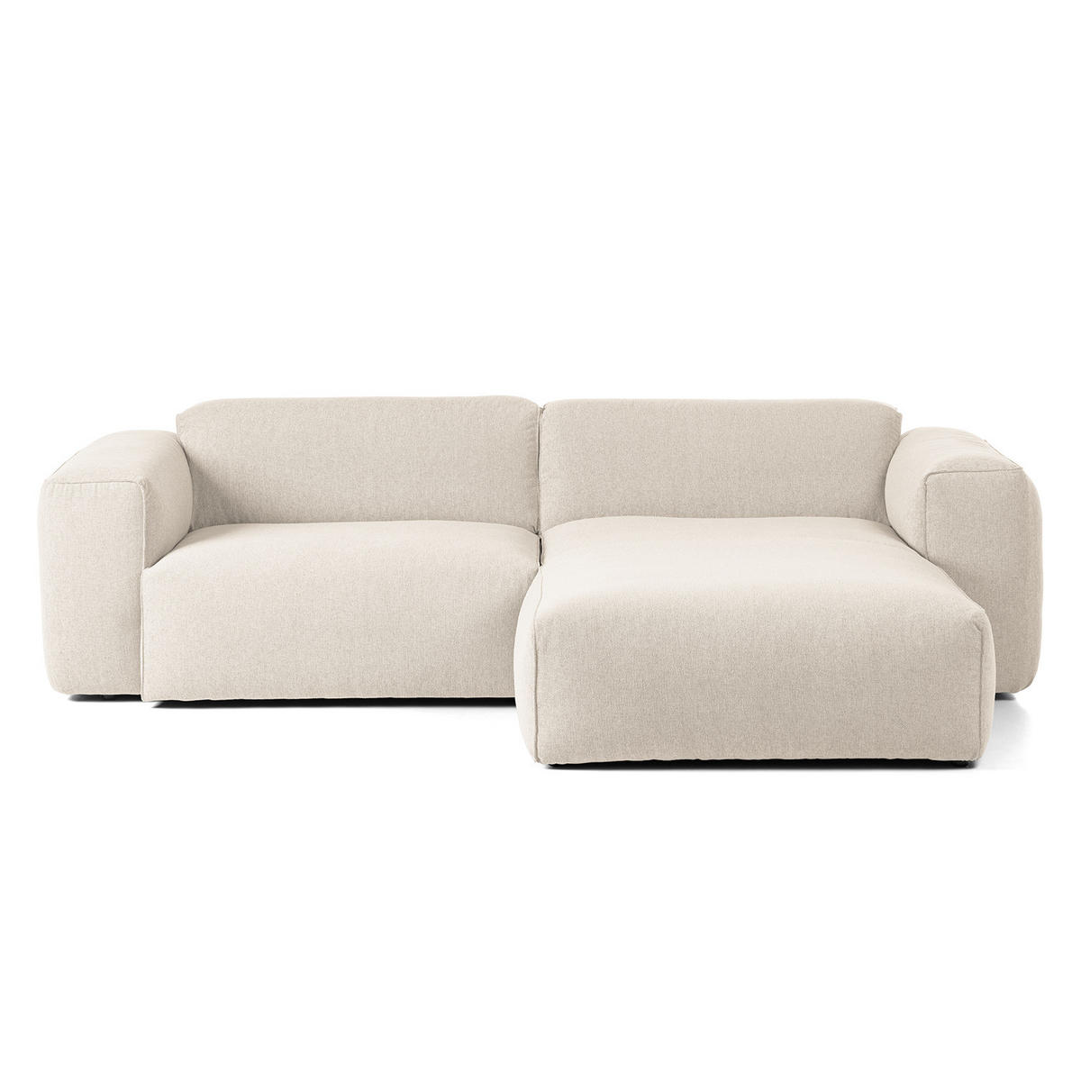 1,5-SITZER ECKSOFA mit Longchair - Beige/Schwarz, Kunststoff/Textil (260/173cm) - home24