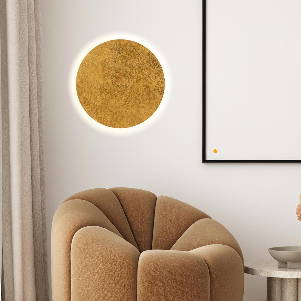 LED-WANDLAMPE Cloud Blattgold Ø 40cm - Goldfarben, Metall (40/4.4/40cm) - s.luce