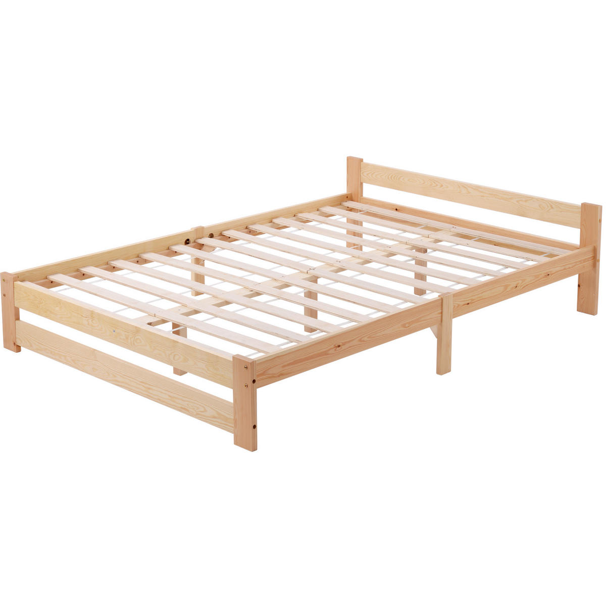 HOLZBETT aus massivem Kiefernholz 140x200 cm Natur mit Lattenrost - Naturfarben, Holzwerkstoff (90/200cm) - IVMEU