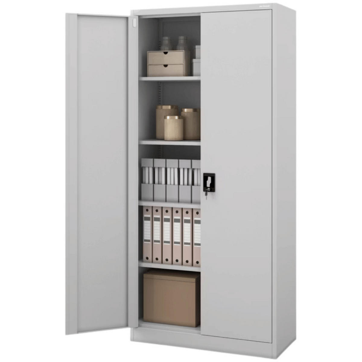 AKTENSCHRANK abschließbar KADO mit Flügeltüren 195x90x40cm Grau - Grau, Metall (90/195/40cm) - DELUKE