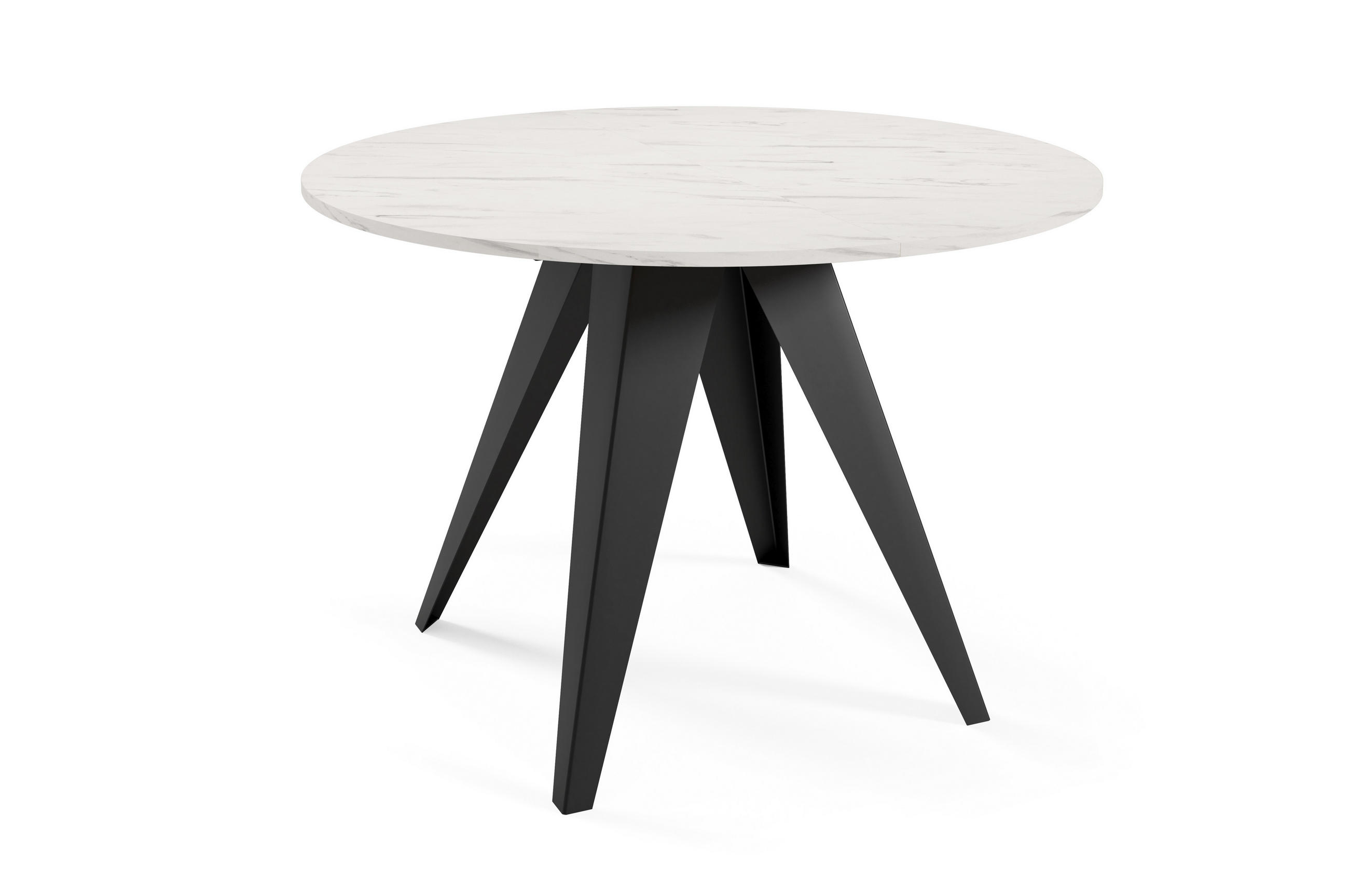ESSTISCH Gerda - Weiß Hochglanz/Schwarz, Holzwerkstoff/Metall (90/90/76cm) - Meblini