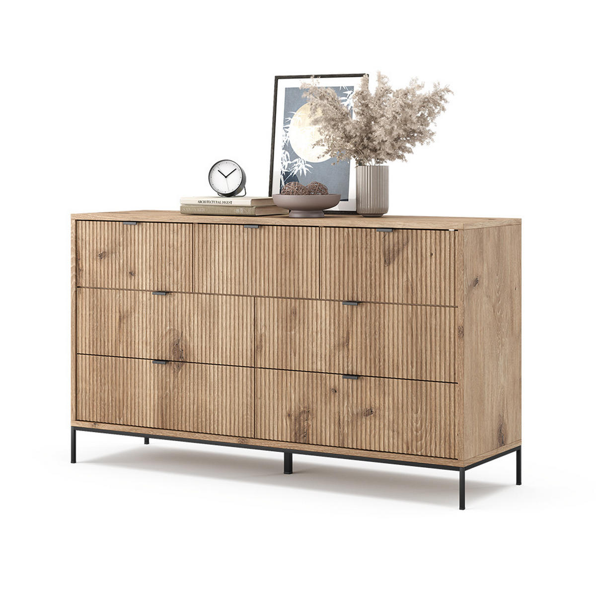 SIDEBOARD Eliza Viking Oak 140 x 81 cm mit 7 Schubladen - Eiche Wotan, Holzwerkstoff (140/81/42cm) - Vicco