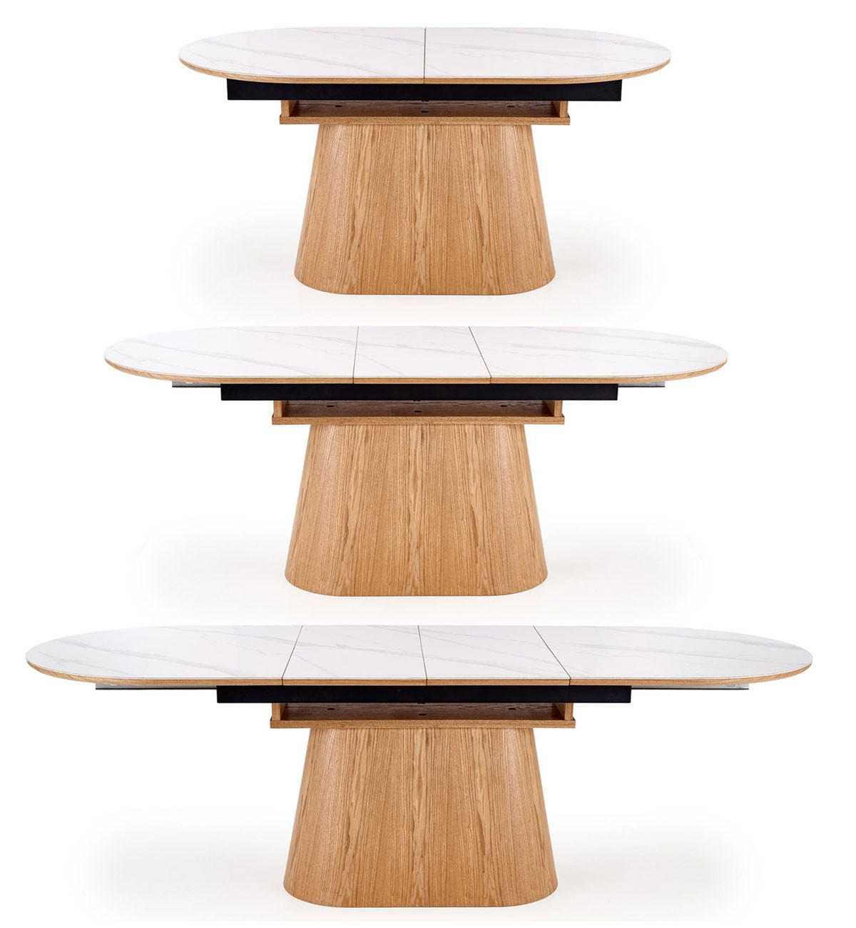 ESSTISCH Sirius weiß Marmor / Eiche Natur 160-240 / 90 / 77cm - Eichefarben/Weiß, Holz/Holzwerkstoff (90/240/77cm) - Feldmann-Wohnen