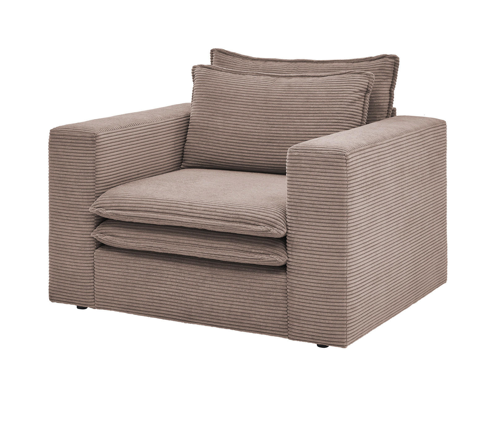 SESSEL braun Cord, Loungesessel 110 cm - Beige/Braun, Holz/Kunststoff (110/83/91cm) - Furn.Design