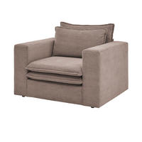 SESSEL braun Cord, Loungesessel 110 cm - Beige/Braun, Holz/Kunststoff (110/83/91cm) - Furn.Design